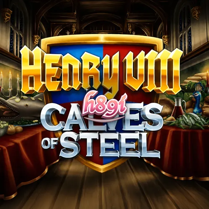 Tampilan visual slot Henry 8th Calves of Steel dengan tema binaragawan Tudor